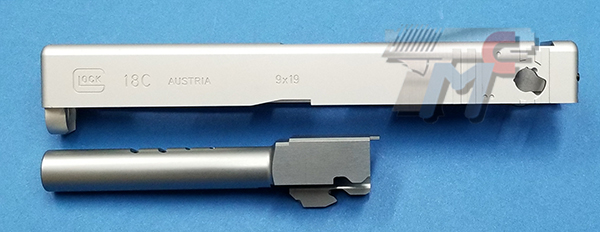 Detonator Aluminum Slide Set for Marui Glock 18C Gas Blow Back (Silver) - Click Image to Close